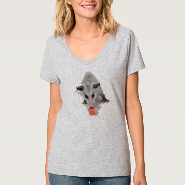 T-shirt Petit opossum mignon mangeant la pastèque (Devant)