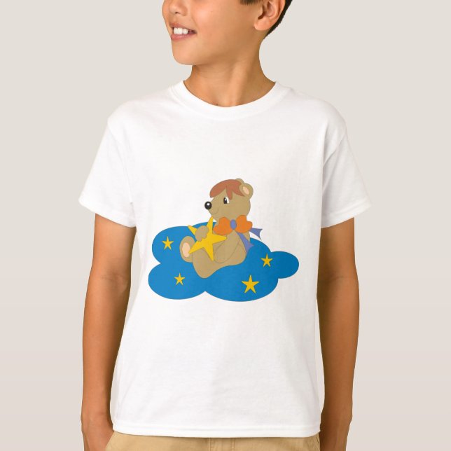 T-shirt Petit Ours avec une étoile sur un nuage (Devant)