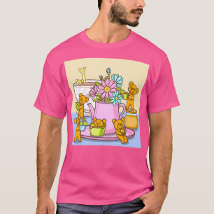 T-shirt Petit ours barista avec café autocollant ours