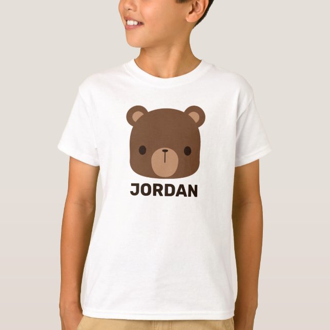 T-shirt Petit ours Brown mignon avec nom personnalisé (Devant)