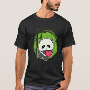 T-shirt Petit Ours Panda Coeur Mignonne Animal Pour Hommes