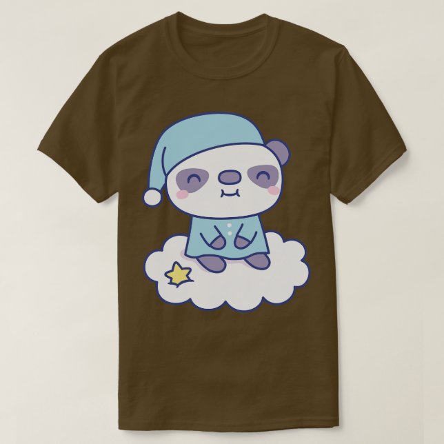 T-shirt Petit Panda Mignonne En Pajamas Sur Nuage (Design devant)