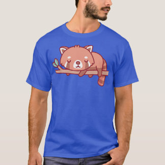 T-shirt Petit Panda Rouge Mignonne Dormir Sur La Branche D