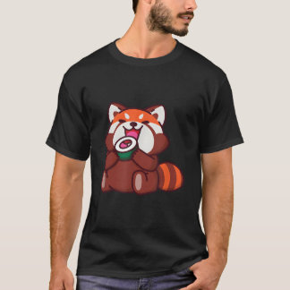 T-shirt Petit panda roux mangeant des animaux de compagnie