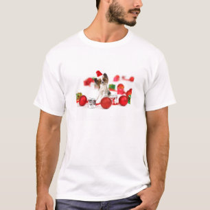 T-shirt Petit Papillon Chien Noël Santa Hat