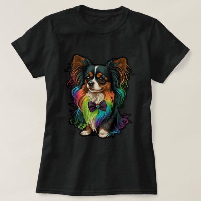 T-shirt Petit Papillon Chien sur Continental Toy Spaniel L (Design devant)