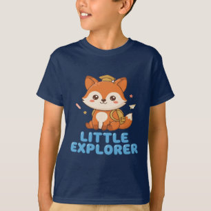 T-shirt Petit renard mignon explorateur avec sac à dos et