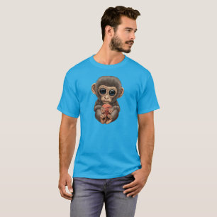 T-shirt Petit Singe Bébé Jouant Avec Le Basket-Ball