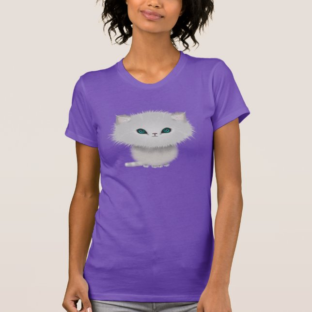 T-shirt Petit Tabby Perse Blanc Chat Kitten (Devant)