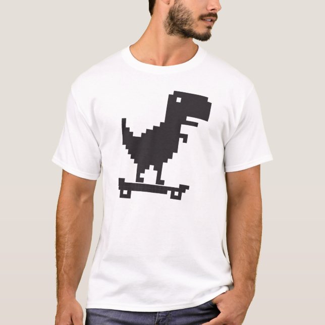 T-shirt Petit TRex Dinosaur avec skateboard - Pixel Art (Devant)