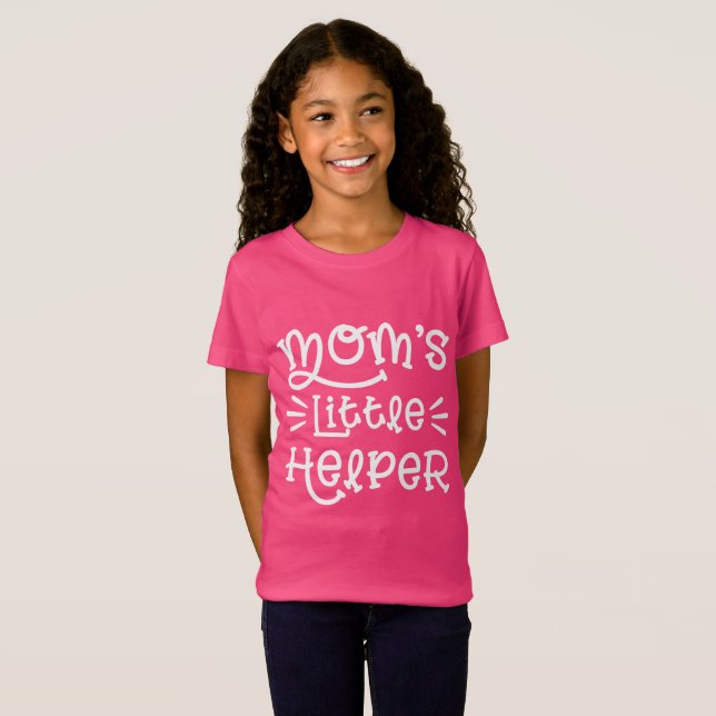 T-Shirt Petite aide de maman blanche mignonne main (Devant entier)