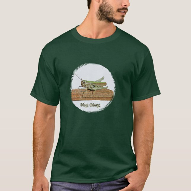 T-shirt Petite bande dessinée verte de sauterelle (Devant)