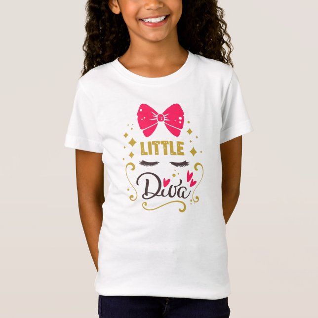 T-Shirt Petite Diva Typographie Girl rose adorable (Devant)