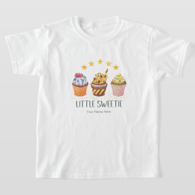 T-shirt Petite douce Couleurs vives Aquarelle Cupcakes (Poser)