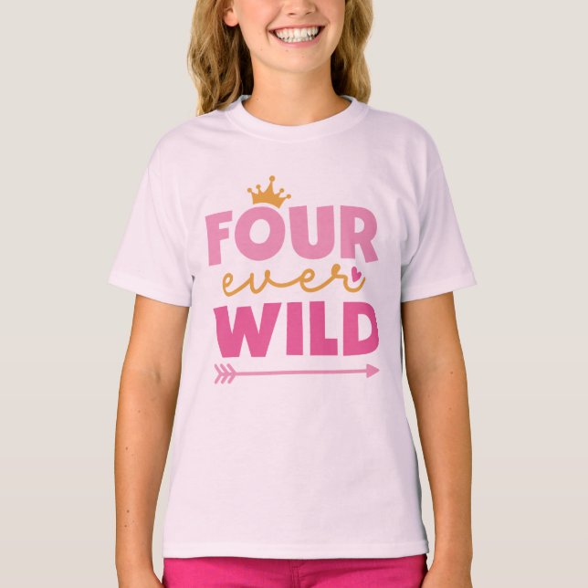 T-shirt Petite fille 4e anniversaire Quatre Couronne sauva (Devant)