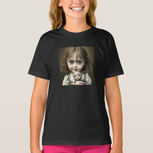 T-shirt Petite Fille aux Yeux Hantants Enfants Halloween
