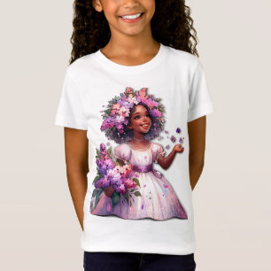 T-Shirt Petite Fille Avec De Belles Fleurs De Printemps