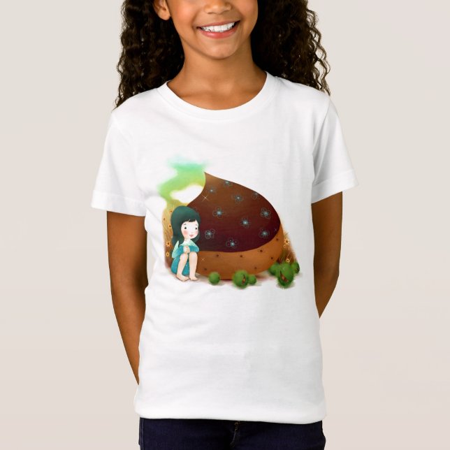 T-Shirt Petite fille, chemise chocolat (Devant)