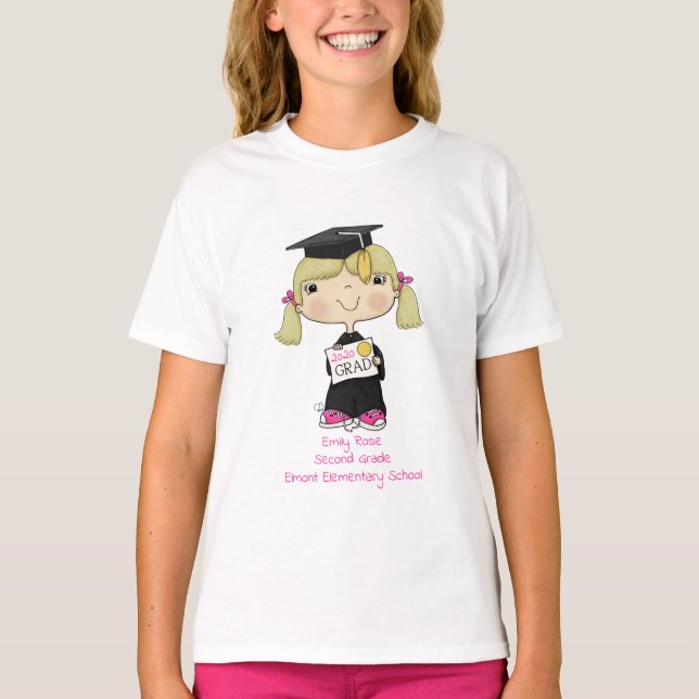 T-shirt Petite fille diplômée Cheveux blond (Devant)