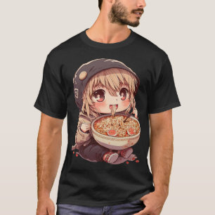 T-shirt Petite Fille Manger Ramen nouilles Kawaii Anime En