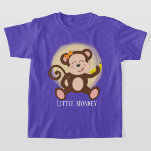T-shirt petite fille mignonne petit singe ajouter du texte