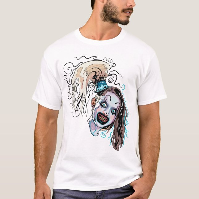 T-shirt Petite fille pâle Clown Éffrayant Horror Film Art  (Devant)