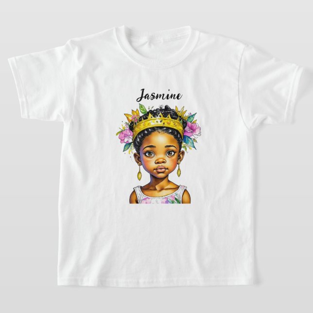 T-shirt Petite fille personnalisée Princesse de couleur (Poser)