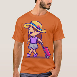 T-shirt Petite fille voyageant
