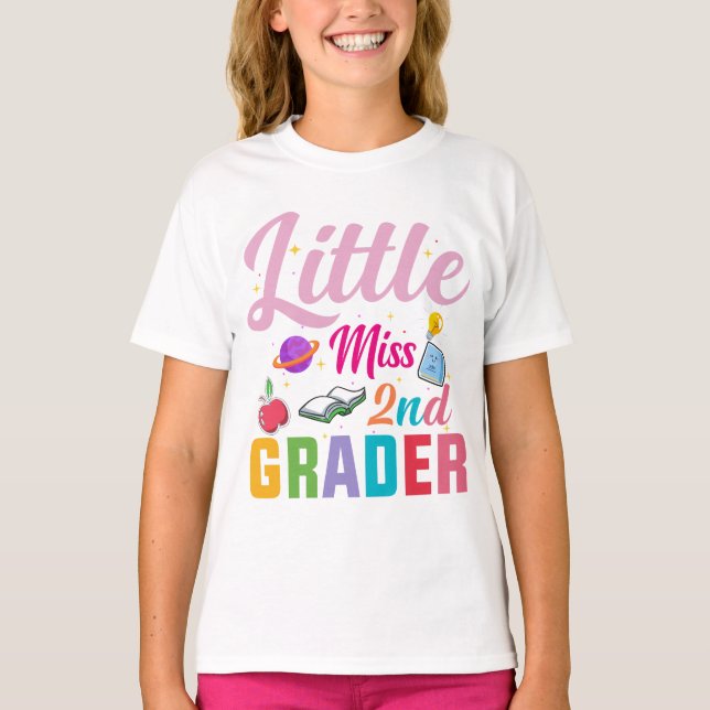 T-shirt petite miss 2e année Grader filles 1er jour retour (Devant)
