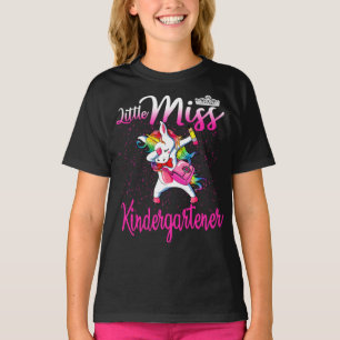 T-shirt Petite Miss Kindergartner Unicorn Retour À L'Éco