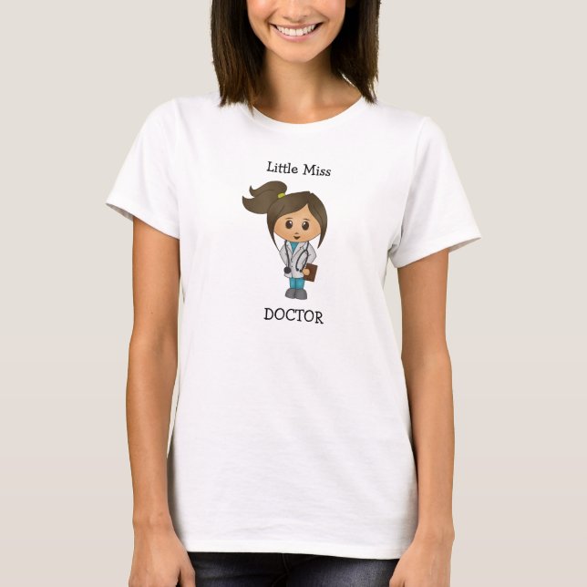 T-shirt Petite Mlle le docteur - brune mignonne (Devant)