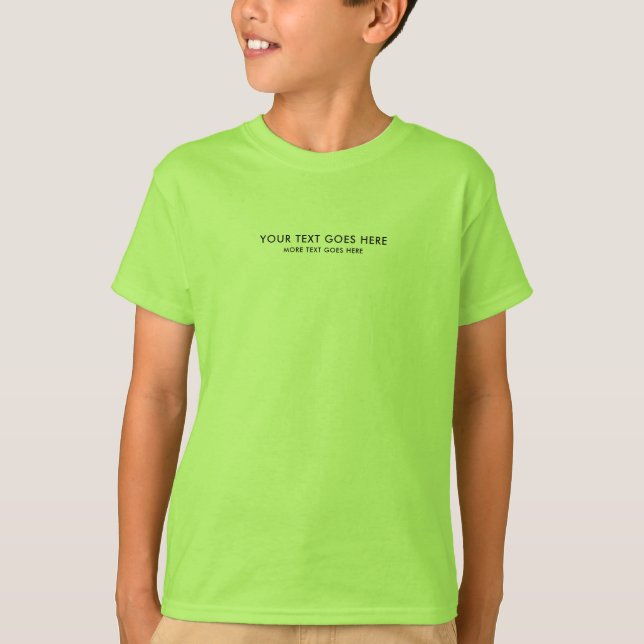 T-shirt Petite police Texte Modèle Enfants Garçons Lime Ve (Devant)