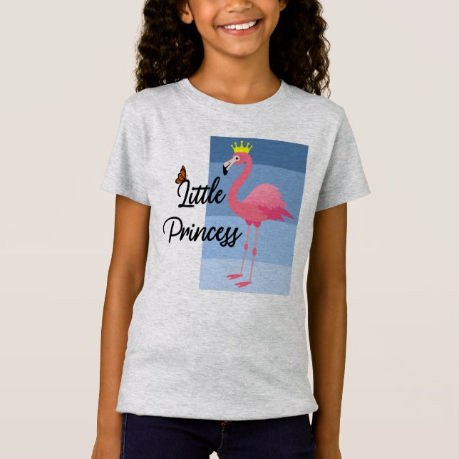 T-Shirt Petite princesse Flamant rose rose - Fille's Fine (Devant)