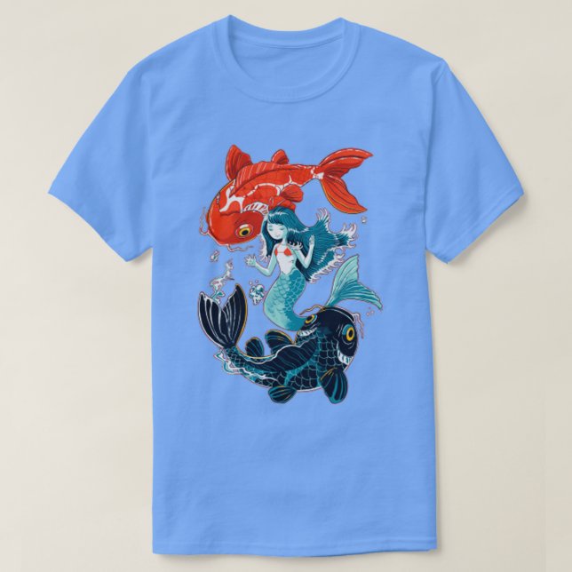 T-shirt Petite sirène et poisson de Koi (Design devant)