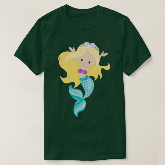 T-shirt Petite Sirène Mignonne Sirène Blonde Coques de che (Design devant)
