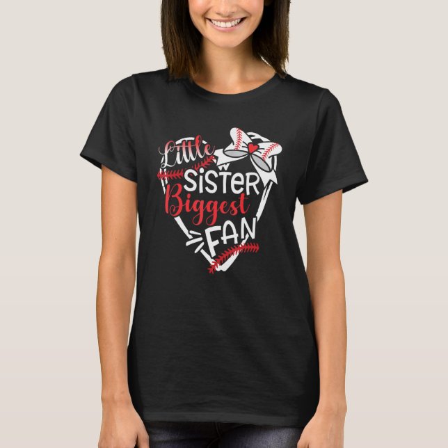 T-shirt Petite Soeur Plus Grande Fan De Baseball Ribbbon F (Devant)