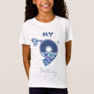T-Shirt Petites filles de sirènes colorées 9e anniversaire