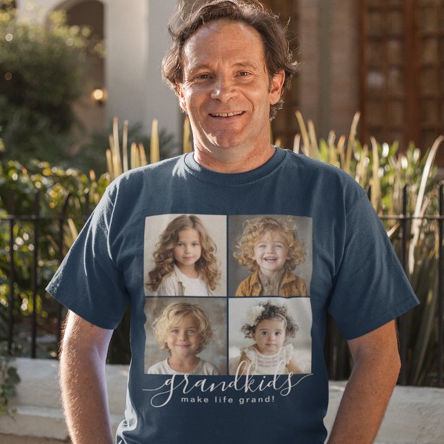 T-shirt Petits-enfants font la vie Grand 4 Photo Collage (Créateur téléchargé)