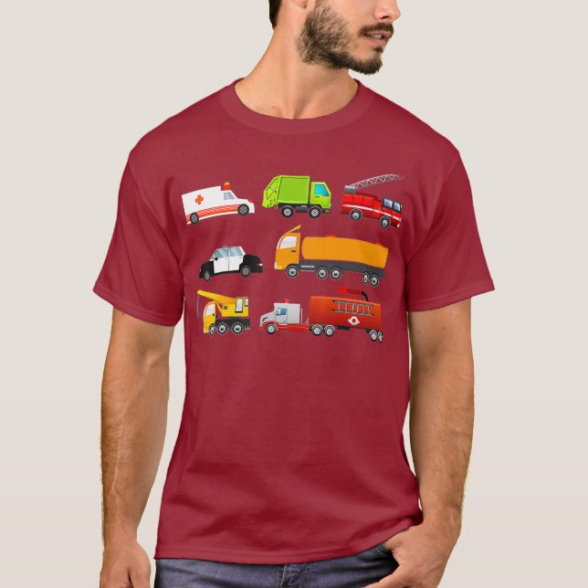 T-shirt Petits garçons Véhicules d'urgence Camions d'hôpit (Devant)