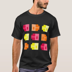 T-shirt Petits poissons pixélisés, rouge orange jaune