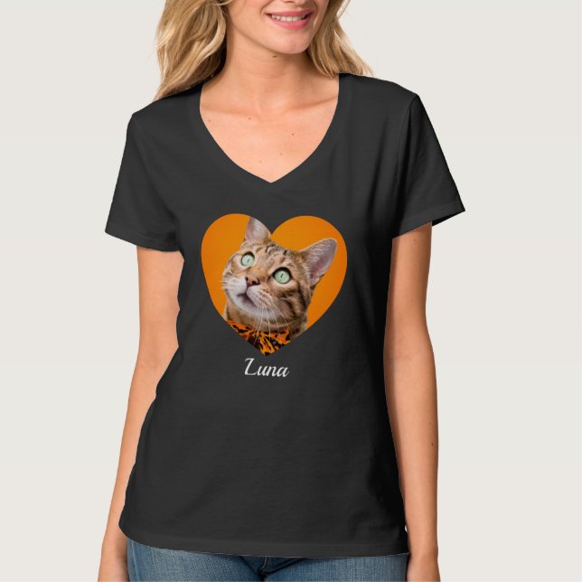 T-shirt Pet's Cute Modern Typography Name and heart Photo (Devant)