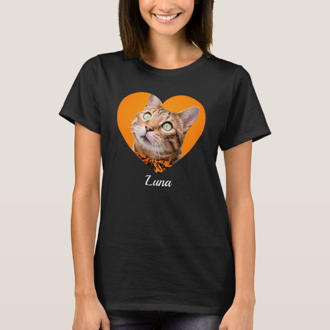 T-shirt Pet's Cute Modern Typography Name and heart Photo (Devant)