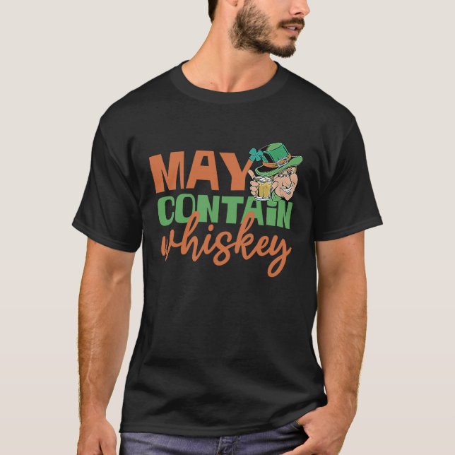T-shirt Peut contenir du Jour de la Saint Patrick Whiskey (Devant)