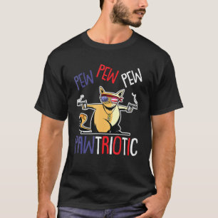 T-shirt Pew Pew Pawtriotic Chat 4 juillet Amérique patriot