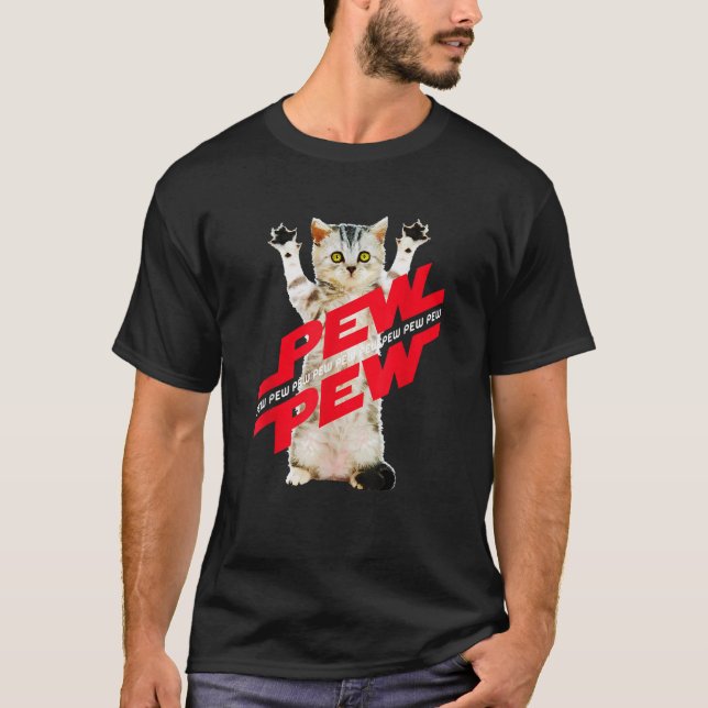 T-shirt Pew Pew Sci Wi Chat Gamer Noise Pour Hommes Femmes (Devant)
