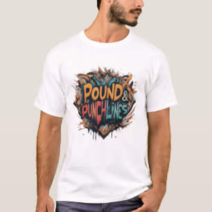T - Shirt "Pfund und Punchline" in mehrfarbigen Fa