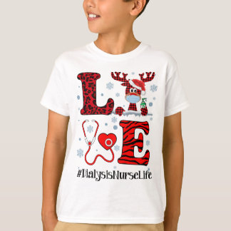 T-shirt Ph Love Reindeer Dialyse Infirmière Noël Red Plai