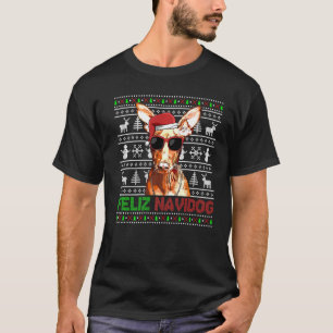 T-shirt Pharaoh Hound Dog Feliz Navidog Funny Christmas