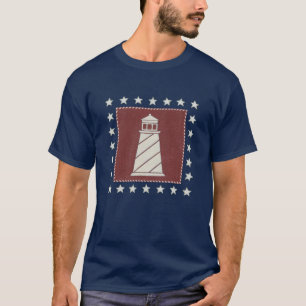 T-shirt Phare côtier de l'art   sur le rouge