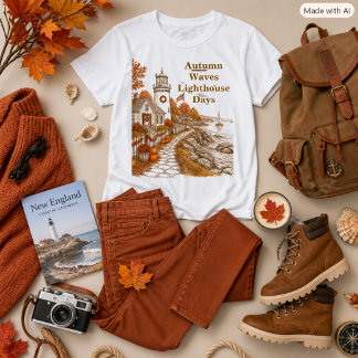 T-shirt Phare d'automne style côtier marron orange